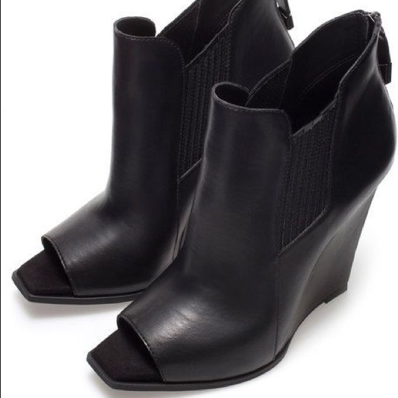 open toe wedge ankle boots